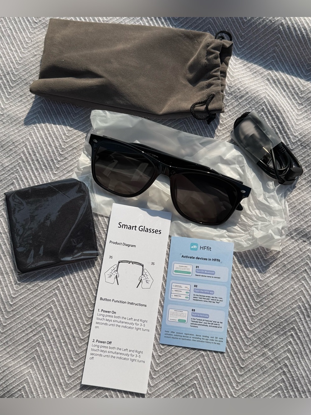Smart Glasses Bluetooth Sunglasses - Black